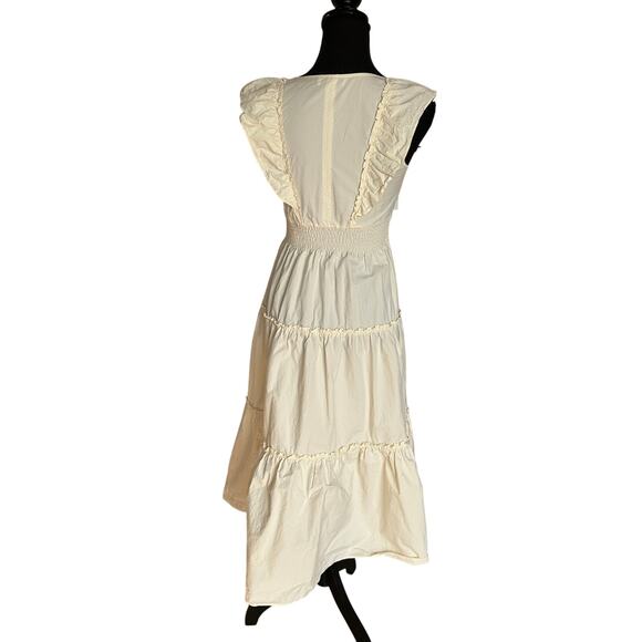 Derek Lam Yellow Tiered Ruffle Midi Dress Size 2 Cotton Cottage Designer $420 - Picture 8 of 11